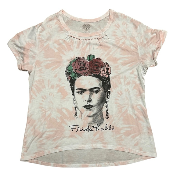 Frida kahlo corporation Tops - Frida Kahlo Tie Dye T-Shirt XL 15-17 Pink Graphic Boho Floral Art Tee Casual Top